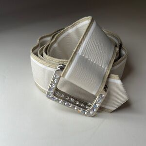 Cream and Silver Belt with Sparkling Buckle